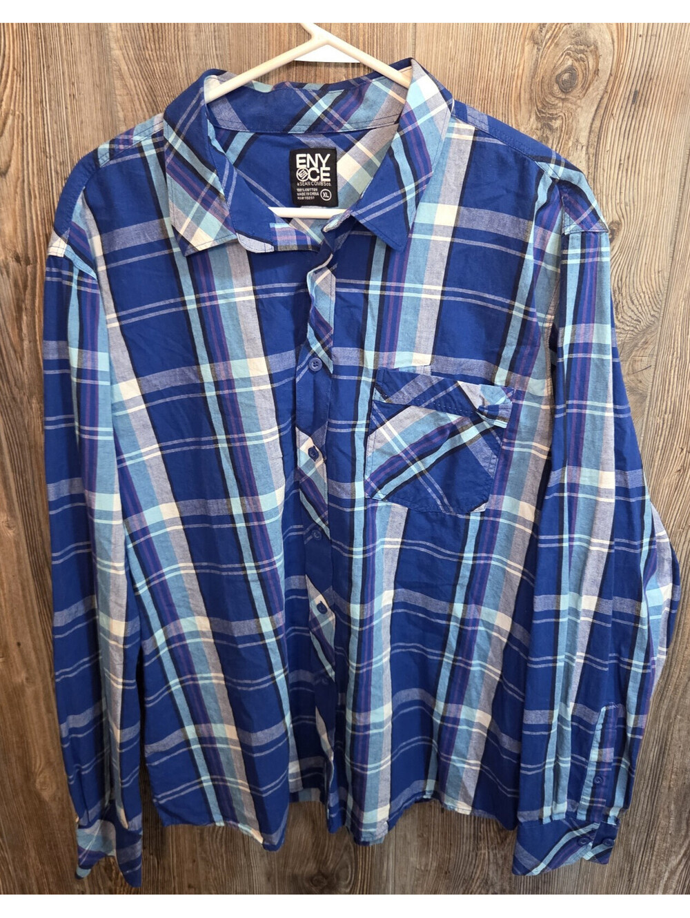 Y2K Enyce Plaid Button L/S Shirt Vintage Sean "Puffy" Combs Streetwear Size XL